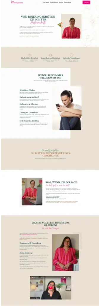 Website-Art: Warum eine Website nicht einfach „eine Website“ ist 2 Onepager Frau Beziehungscoach